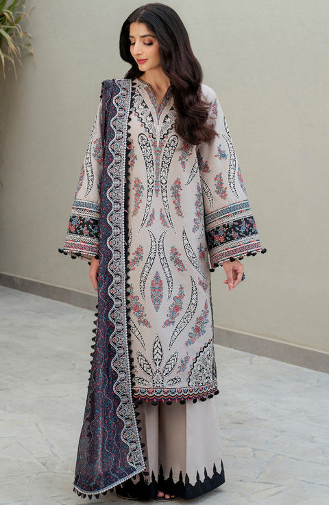 Jazmin - Shahkaar Luxury Eid Lawn'25 By Jazmin Embroidered Suits Unstitched 3 Piece - Summer Collection - aubranz.com