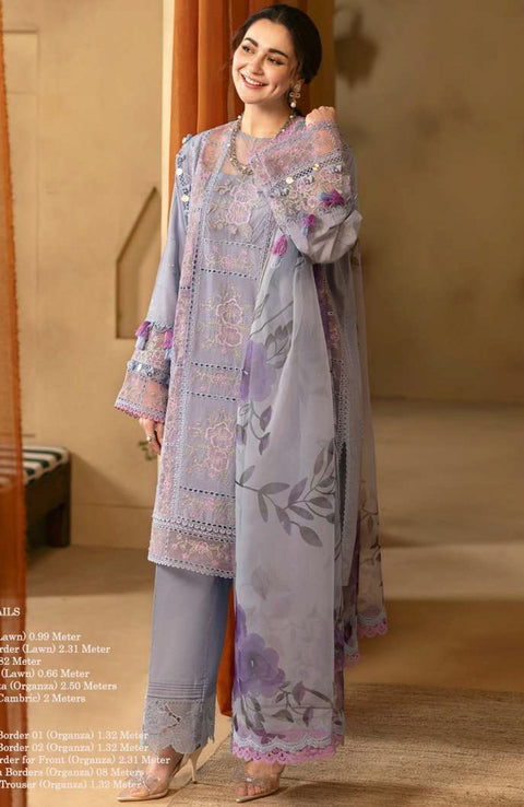 Saira_Rizwan - Saira Rizwan Luxury Lawn'25 Embroidered Suits unstitched 3 Piece - Summer Collection - aubranz.com
