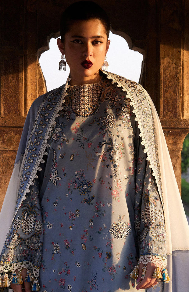 Hussainrehar - Hussain Rehar Nirmal Spring Summer'25 Embroidered Lawn Suits Unstitched 3 Piece Summer Collection - aubranz.com