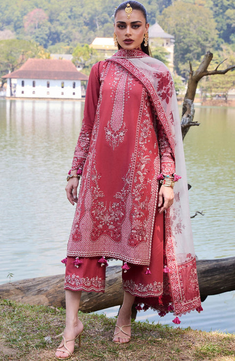 Hussainrehar - Hussain Rehar Luxury Lawn'25 Embroidered Suits Unstitched 3 Piece - Summer Collection - aubranz.com