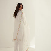 Guzel Luxury Bridal White Kurta with Pearl & Thread Work aubranz.com