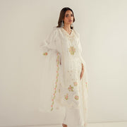 Guzel Luxury Bridal White Kurta with Pearl & Thread Work aubranz.com