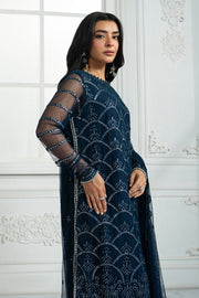 Tawakkal fabrics Luxury Navy Blue A-line Dress with Sequins & Beads aubranz.com