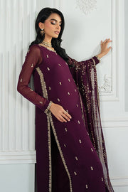 Zarif Luxury Maroon Chiffon Suit with Heavily Embellished Dupatta aubranz.com