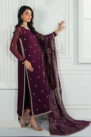 Zarif Luxury Maroon Chiffon Suit with Heavily Embellished Dupatta aubranz.com