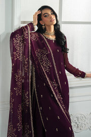 Zarif Luxury Maroon Chiffon Suit with Heavily Embellished Dupatta aubranz.com