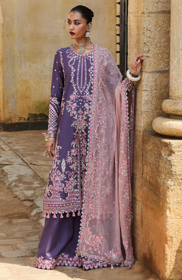 Hussainrehar - Hussain Rehar Luxury Lawn'25 Embroidered Suits Unstitched 3 Piece - Summer Collection - aubranz.com