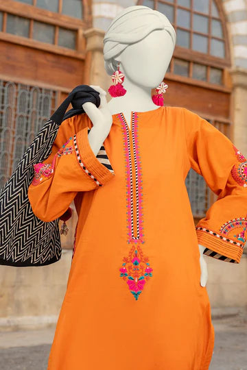 TEXTURED ORANGE KURTI - J. JUNAID JAMSHED SKU#KURTI18 aubranz.com