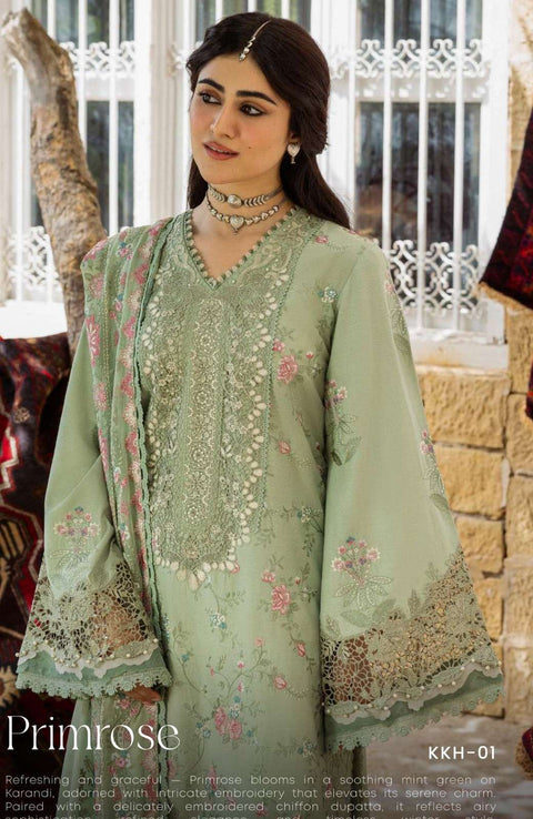 Kahf - Kahf Premium Karandi Chiffon Collection'25 Embroidered Suits Unstitched 3 Piece - Winter Collection - aubranz.com