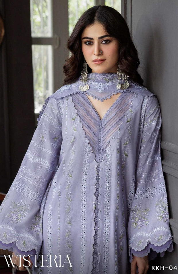 Kahf - Kahf Premium Karandi Chiffon Collection'25 Embroidered Suits Unstitched 6 Piece - Winter Collection - aubranz.com