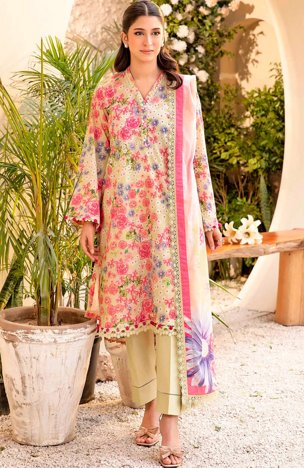 Mariab - M Basic Elaheh Lawn'25 By Maria B Printed Suits Unstitched 3 Piece - Summer Collection - aubranz.com
