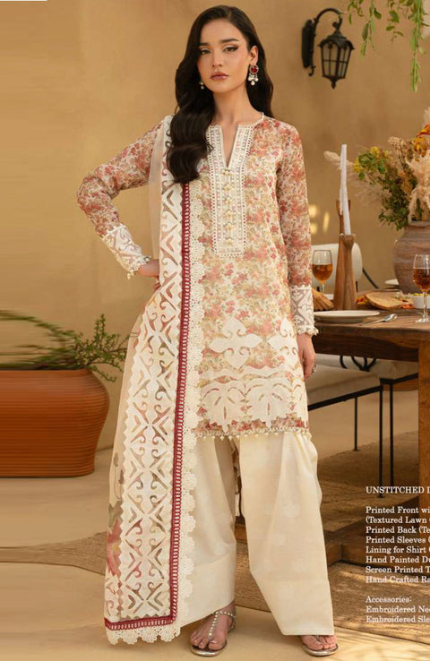 Saira_Rizwan - Saira Rizwan Luxury Lawn'25 Embroidered Suits unstitched 3 Piece - Summer Collection - aubranz.com