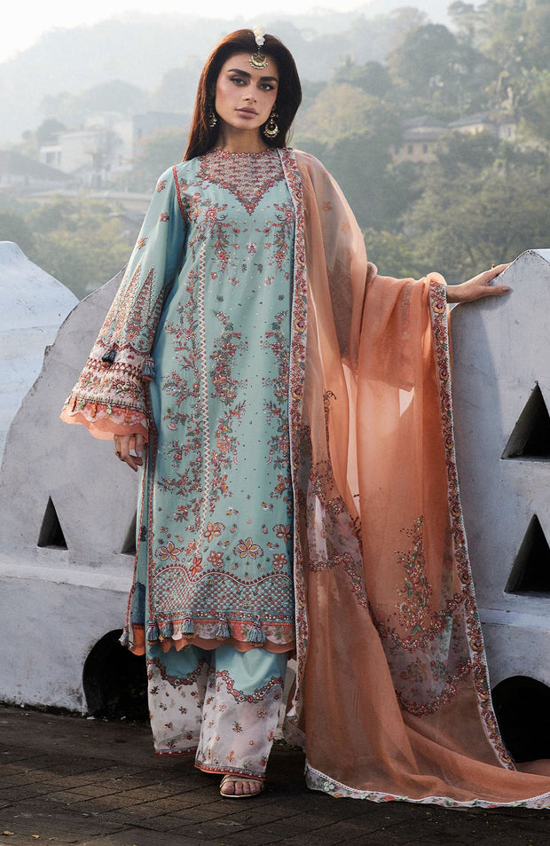 Hussainrehar - Hussain Rehar Luxury Lawn'25 Embroidered Suits Unstitched 3 Piece - Summer Collection - aubranz.com