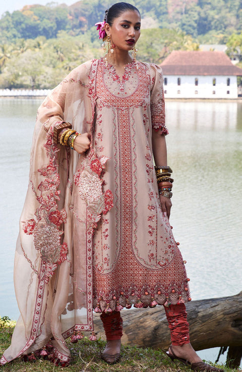 Hussainrehar - Hussain Rehar Luxury Lawn'25 Embroidered Suits Unstitched 3 Piece - Summer Collection - aubranz.com