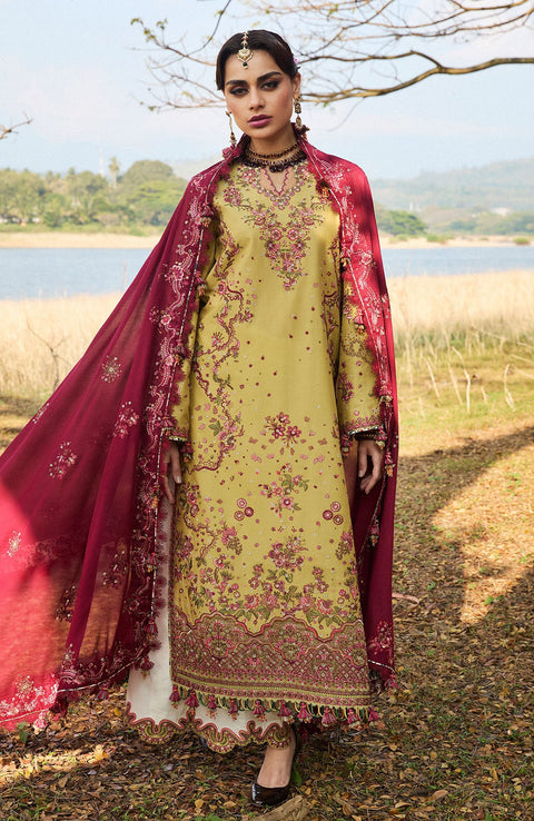Hussainrehar - Hussain Rehar Luxury Lawn'25 Embroidered Suits Unstitched 3 Piece - Summer Collection - aubranz.com