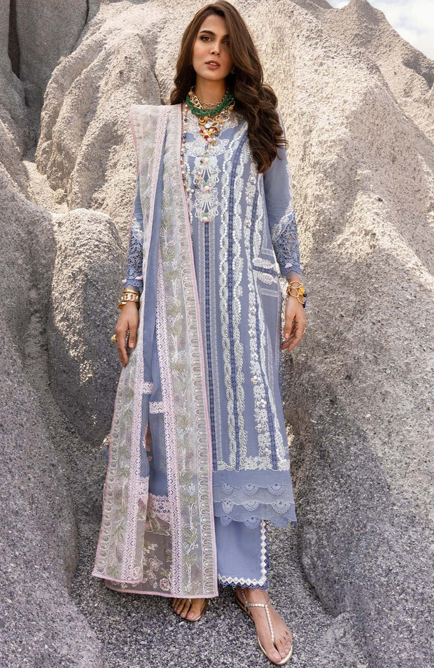 SUITS UNSTITCHED 3 PIECE - SUMMER COLLECTIONSKU#SS8 SAIRA SHAKIRA LAWN'25 EMBROIDERED