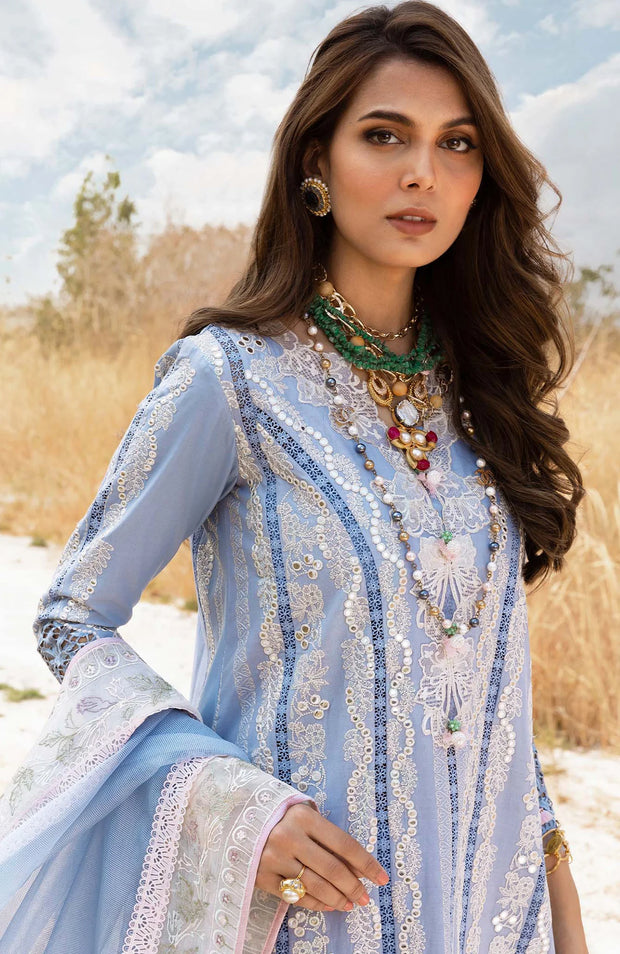 SUITS UNSTITCHED 3 PIECE - SUMMER COLLECTIONSKU#SS8 SAIRA SHAKIRA LAWN'25 EMBROIDERED