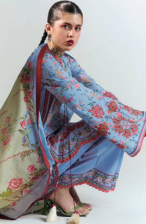 Hussainrehar - Jugnu Spring Summer'25 By Hussain Rehar Embroidered Lawn Suits Unstitched 3 Piece - Summer Collection - aubranz.com