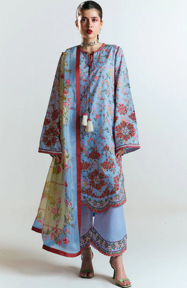 Hussainrehar - Jugnu Spring Summer'25 By Hussain Rehar Embroidered Lawn Suits Unstitched 3 Piece - Summer Collection - aubranz.com