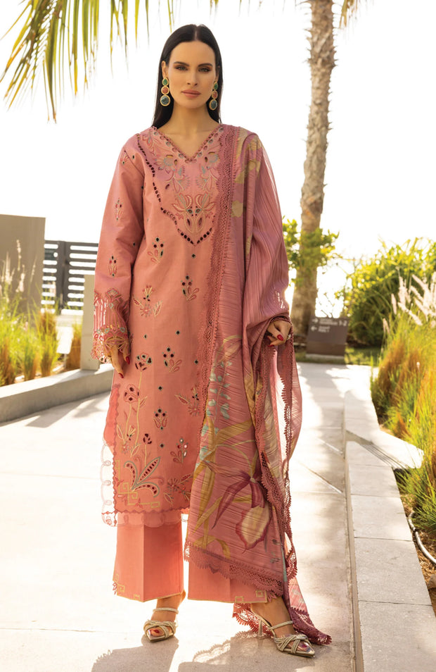 SUMMER COLLECTIONSKU#RR4 CARNATION LAWN'25 BY RANG RASIYA EMBROIDERED SUITS UNSTITCHED 3 PIECE