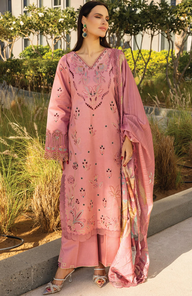 SUMMER COLLECTIONSKU#RR4 CARNATION LAWN'25 BY RANG RASIYA EMBROIDERED SUITS UNSTITCHED 3 PIECE