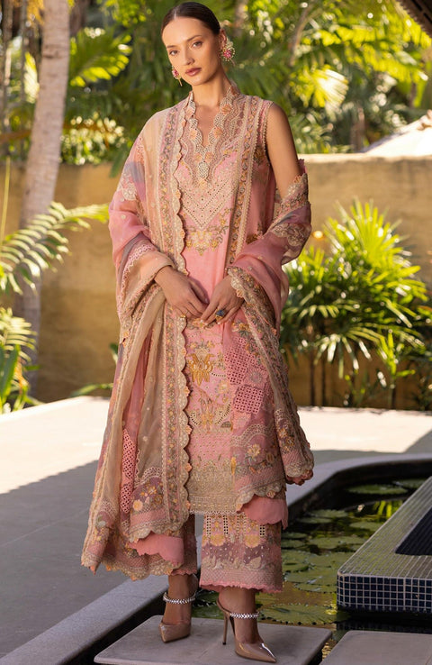 Faizasaqlain - FAIZA SAQLAIN ZINNIA LUXURY LAWN'25 EMBROIDERED SUITS UNSTITCHED 3 PIECE - SUMMER COLLECTION - aubranz.com