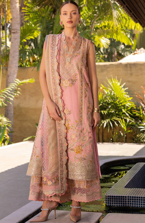 Faizasaqlain - FAIZA SAQLAIN ZINNIA LUXURY LAWN'25 EMBROIDERED SUITS UNSTITCHED 3 PIECE - SUMMER COLLECTION - aubranz.com