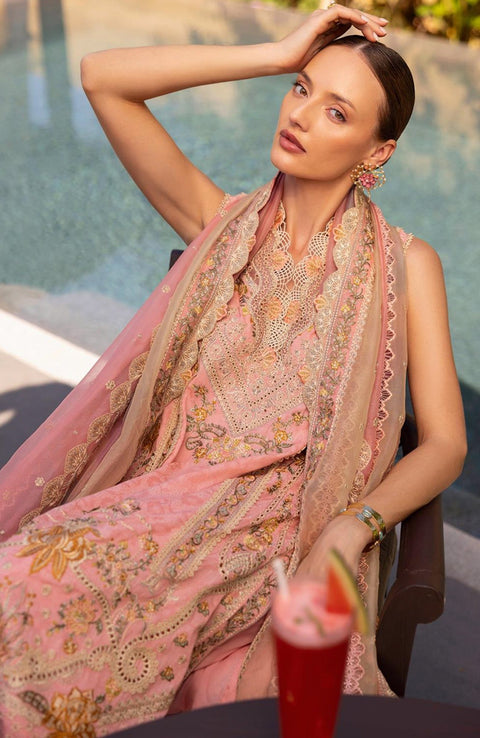 Faizasaqlain - FAIZA SAQLAIN ZINNIA LUXURY LAWN'25 EMBROIDERED SUITS UNSTITCHED 3 PIECE - SUMMER COLLECTION - aubranz.com