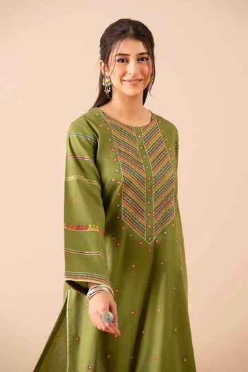 CAMBRIC GREEN KURTI - NISHAT SKU#KURTI10 aubranz.com