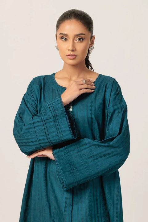 DYED SELF JACQUARD BLUE KURTI - BONANZA SKU#KURTI7 aubranz.com