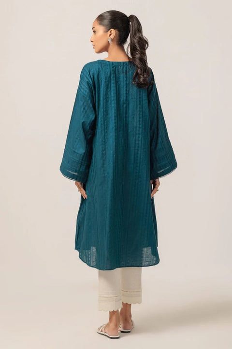 DYED SELF JACQUARD BLUE KURTI - BONANZA SKU#KURTI7 aubranz.com