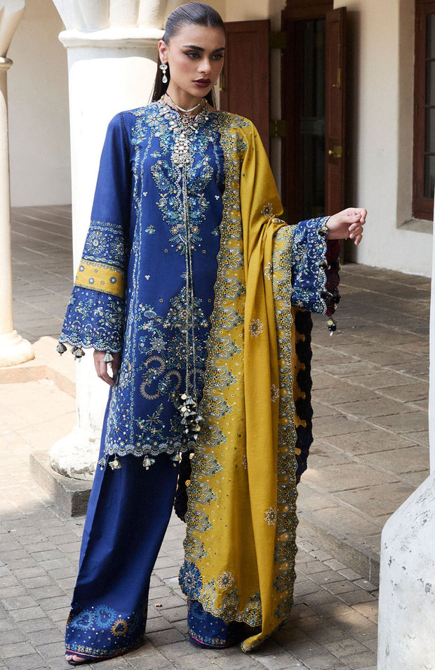 Hussainrehar - Hussain Rehar Luxury Lawn'25 Embroidered Suits Unstitched 3 Piece - Summer Collection - aubranz.com