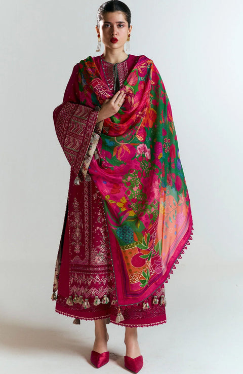 Hussainrehar - Hussain Rehar Nirmal Spring Summer'25 Embroidered Lawn Suits Unstitched 3 Piece Summer Collection - aubranz.com