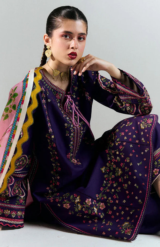 Hussainrehar - Jugnu Spring Summer'25 By Hussain Rehar Embroidered Lawn Suits Unstitched 3 Piece - Summer Collection - aubranz.com