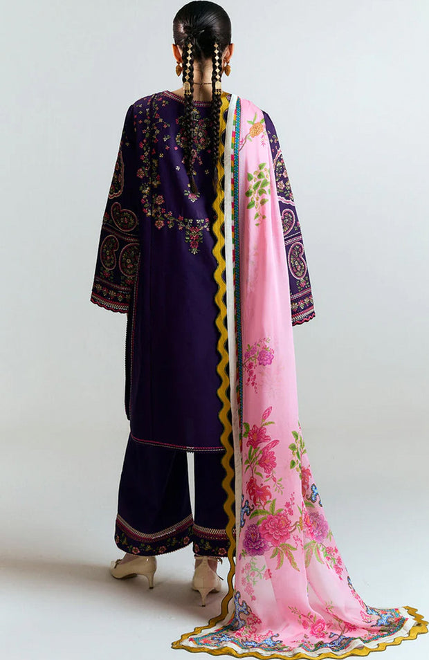 Hussainrehar - Jugnu Spring Summer'25 By Hussain Rehar Embroidered Lawn Suits Unstitched 3 Piece - Summer Collection - aubranz.com
