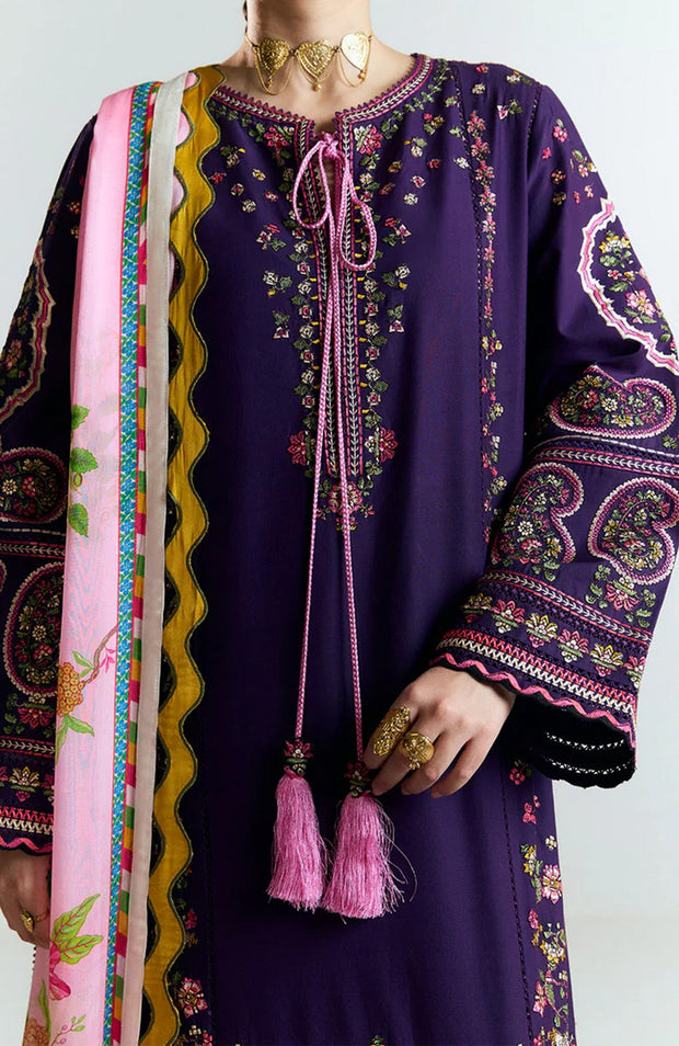 Hussainrehar - Jugnu Spring Summer'25 By Hussain Rehar Embroidered Lawn Suits Unstitched 3 Piece - Summer Collection - aubranz.com