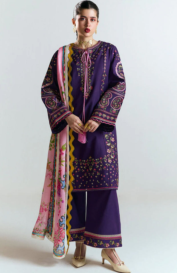 Hussainrehar - Jugnu Spring Summer'25 By Hussain Rehar Embroidered Lawn Suits Unstitched 3 Piece - Summer Collection - aubranz.com