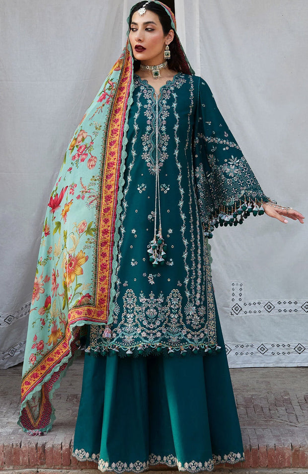 Hussainrehar - Hussain Rehar Nirmal Spring Summer'25 Embroidered Lawn Suits Unstitched 3 Piece Summer Collection - aubranz.com