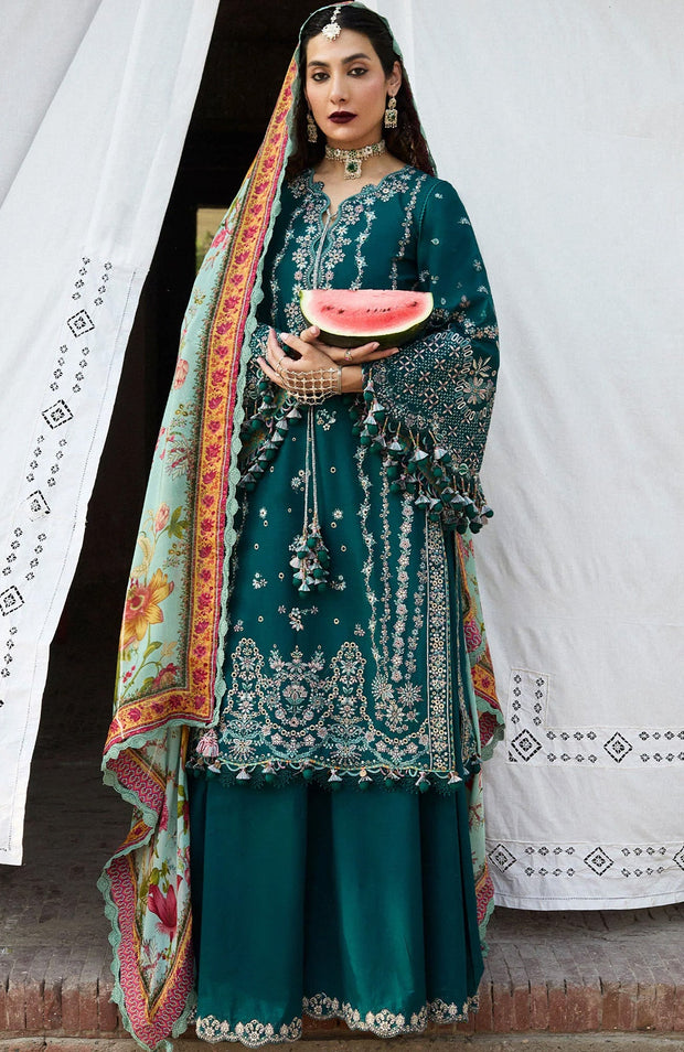 Hussainrehar - Hussain Rehar Nirmal Spring Summer'25 Embroidered Lawn Suits Unstitched 3 Piece Summer Collection - aubranz.com