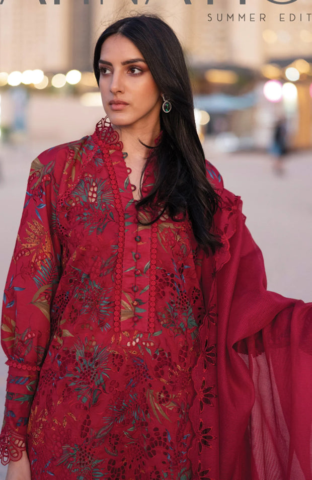 SUMMER COLLECTIONSKU#RR5 CARNATION LAWN'25 BY RANG RASIYA EMBROIDERED SUITS UNSTITCHED 3 PIECE