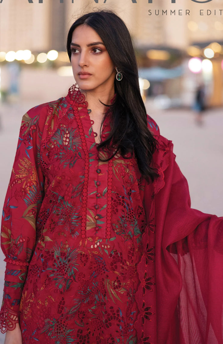 SUMMER COLLECTIONSKU#RR5 CARNATION LAWN'25 BY RANG RASIYA EMBROIDERED SUITS UNSTITCHED 3 PIECE