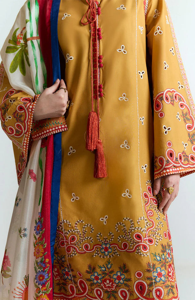Hussainrehar - Jugnu Spring Summer'25 By Hussain Rehar Embroidered Lawn Suits Unstitched 3 Piece - Summer Collection - aubranz.com