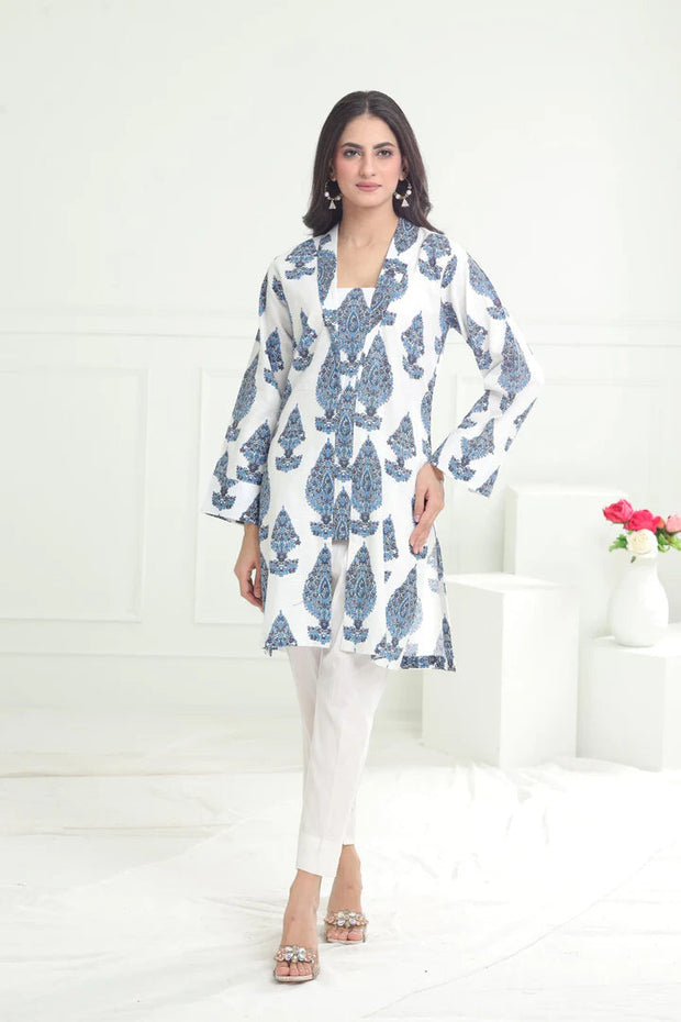 KHADDAR WHITE KURTI - LIMELIGHT SKU#KURTI4 aubranz.com