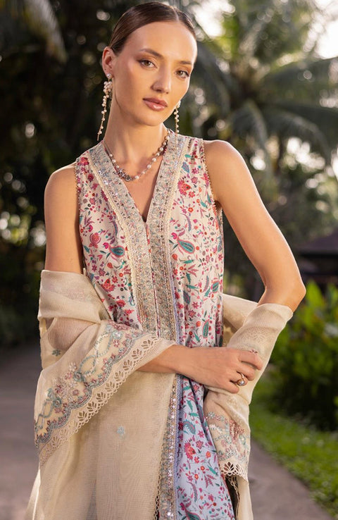 Faizasaqlain - FAIZA SAQLAIN ZINNIA LUXURY LAWN'25 EMBROIDERED SUITS UNSTITCHED 3 PIECE - SUMMER COLLECTION - aubranz.com