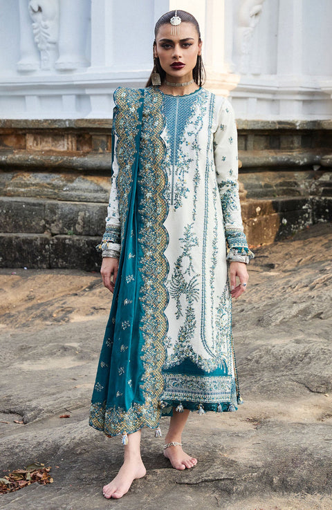 Hussainrehar - Hussain Rehar Luxury Lawn'25 Embroidered Suits Unstitched 3 Piece - Summer Collection - aubranz.com
