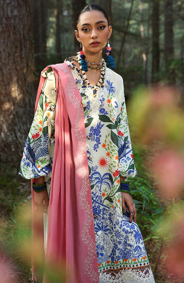 Zaha - Neelum Lawn'25 by Zaha Embroidered Suit Unstitched 3 piece - Summer Collection - aubranz.com