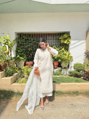 Guzel Pure Cotton Chikankari Suit with Scalloped Dupatta aubranz.com