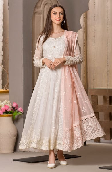 Guzel Luxury Formal White & Pink Outfit aubranz.com