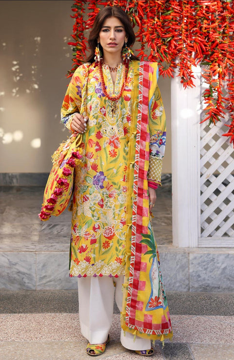Zaha - Neelum Lawn'25 by Zaha Embroidered Suit Unstitched 3 piece - Summer Collection - aubranz.com