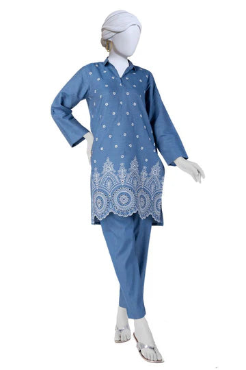 DENIM BLUE KURTI - J. JUNAID JAMSHED SKU#KURTI15 aubranz.com